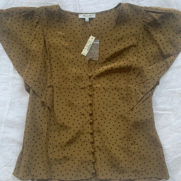 Madewell Brown Polka Dot Blouse - Picture 5 of 6